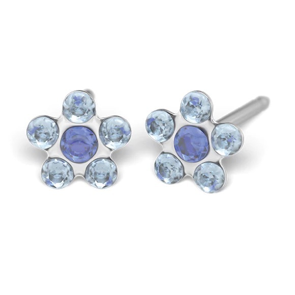 Studex Stainless Steel Daisy Light SEP Sapphire Ear Piercing Earrings - Picture 2 of 6